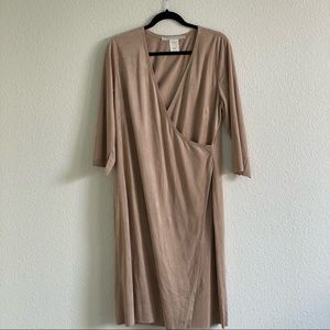 Max Studio Faux Suede Khaki‎ Wrap Dress